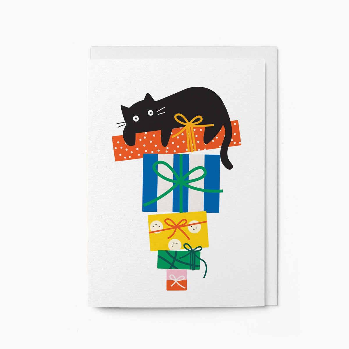 Playful Cat with Gifts - Greeting Card