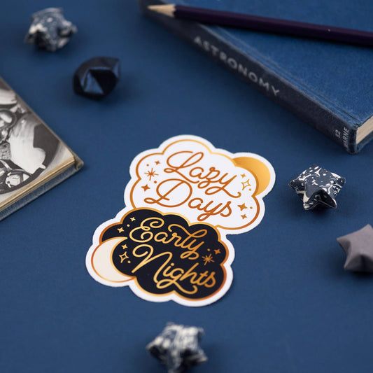 Lazy Days Early Nights Vinyl Sticker