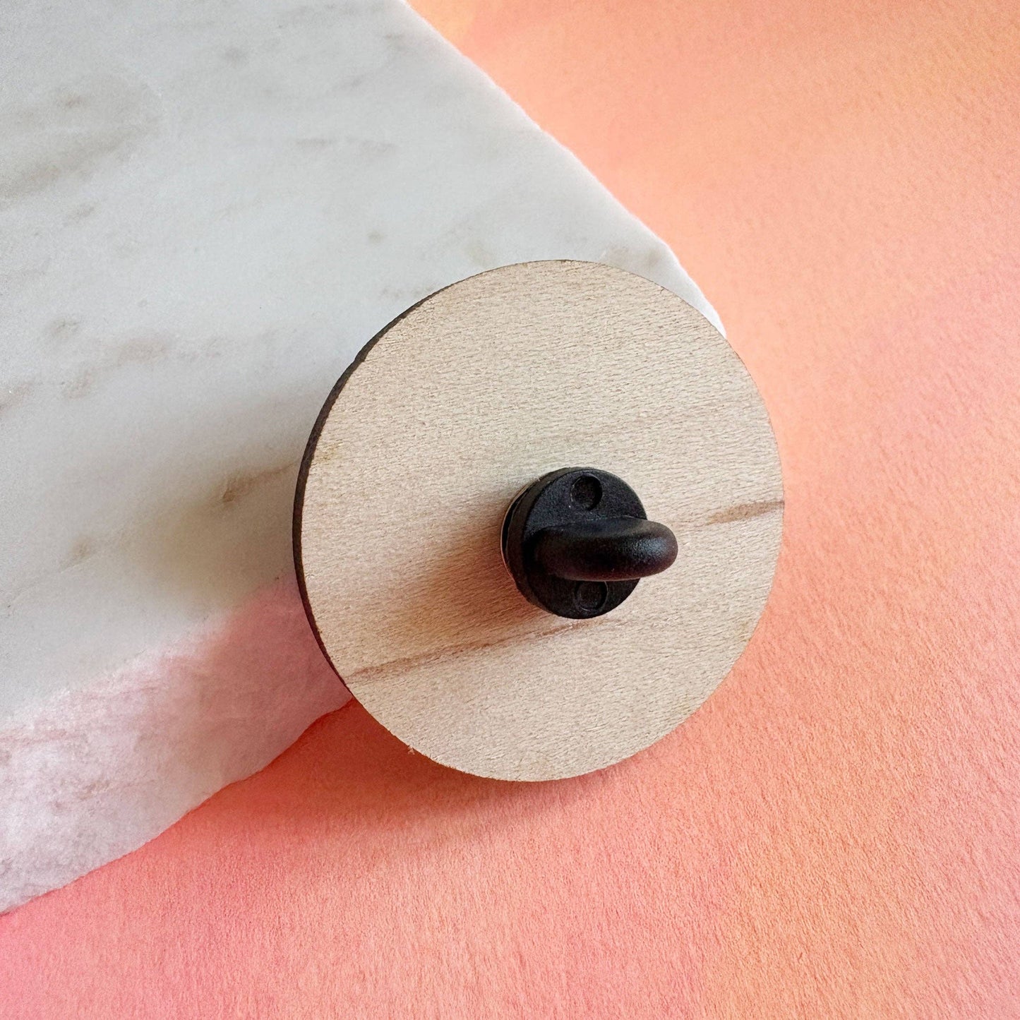 Celestial Star Wooden Pin Badge: Teal and Orange