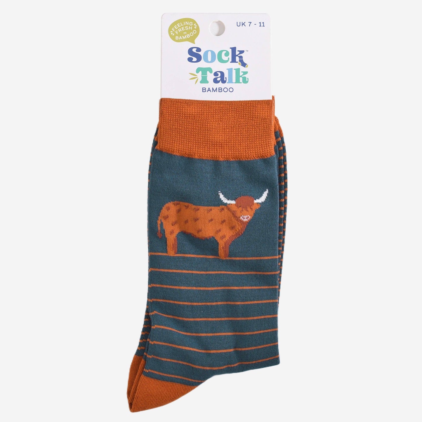 Highland Cow Stripe Men's Bamboo Socks
