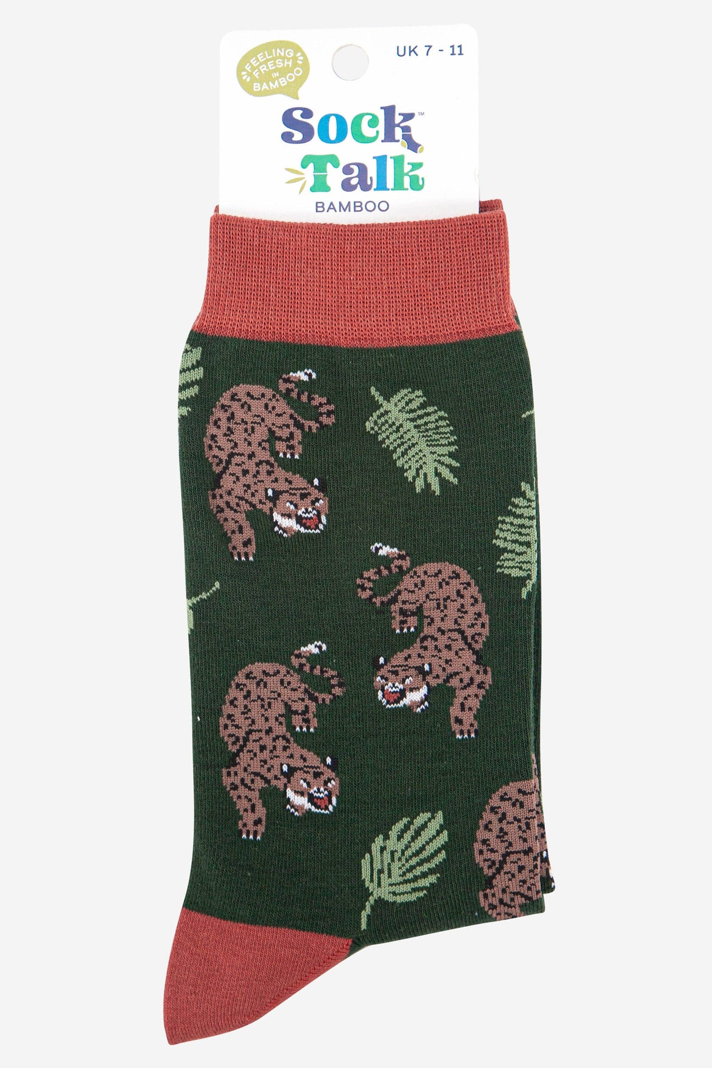 Prowling Cheetah Jungle Leaf Men's  Bamboo Socks
