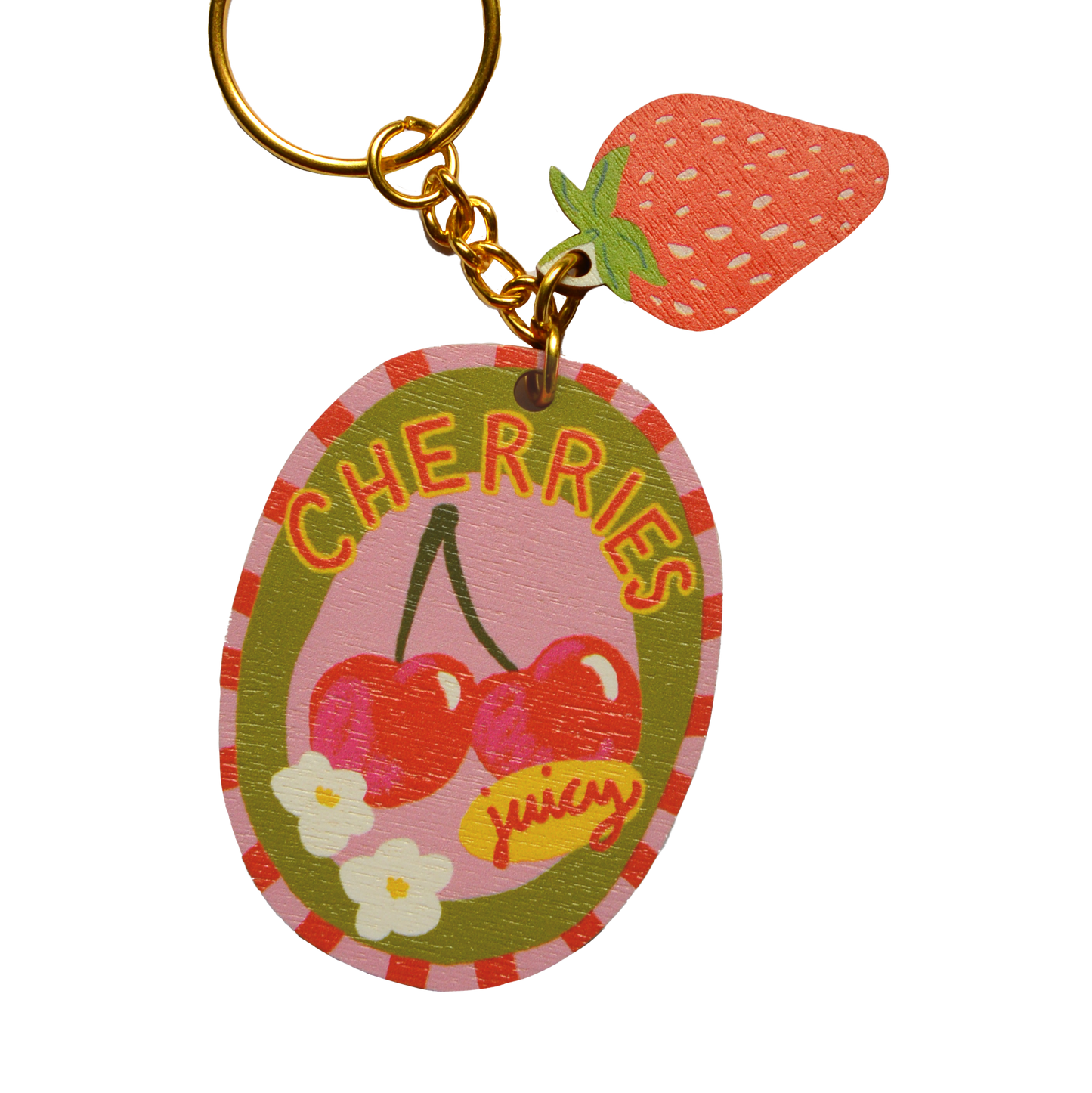 Cherries sticker charm keychain