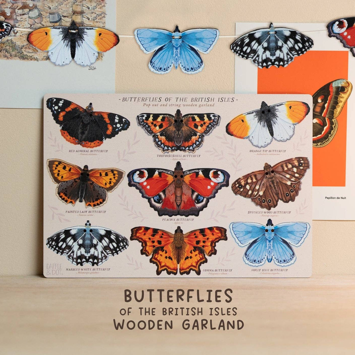 British Butterflies Wooden Garland