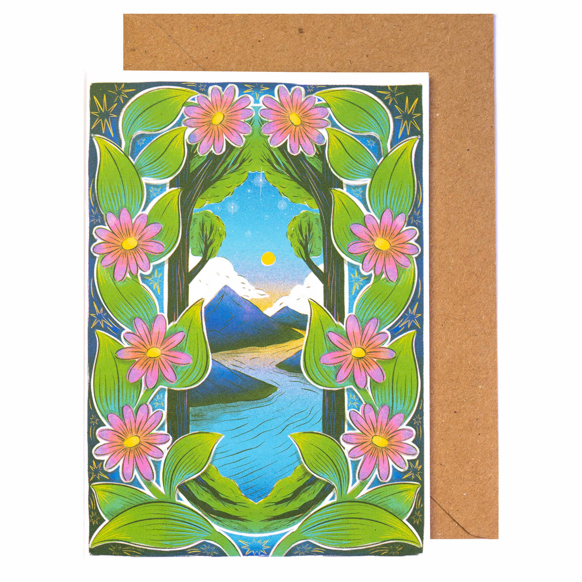 Flower Frame Landscape A6 Greetings Card