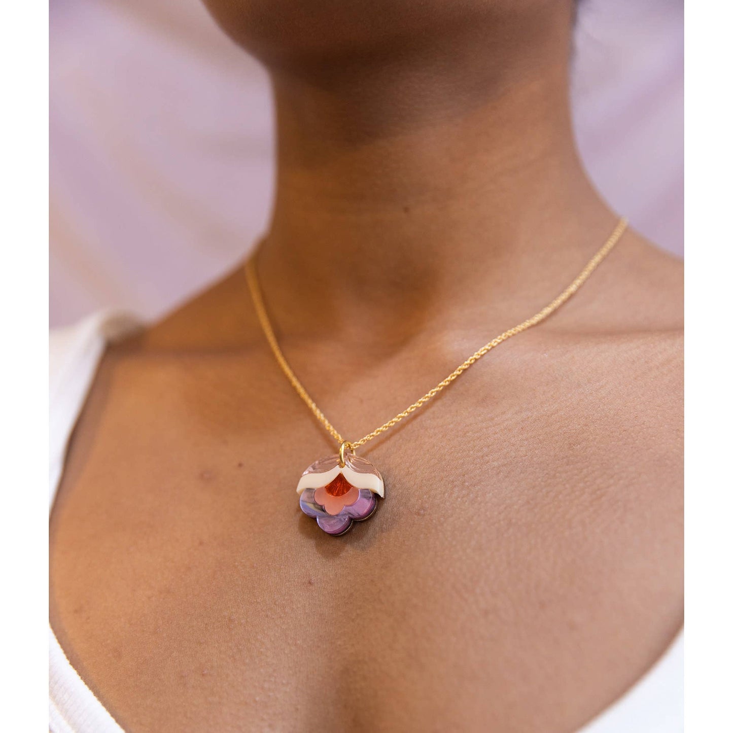 Anna Retro Flower Mini Pendant: Pink Sky