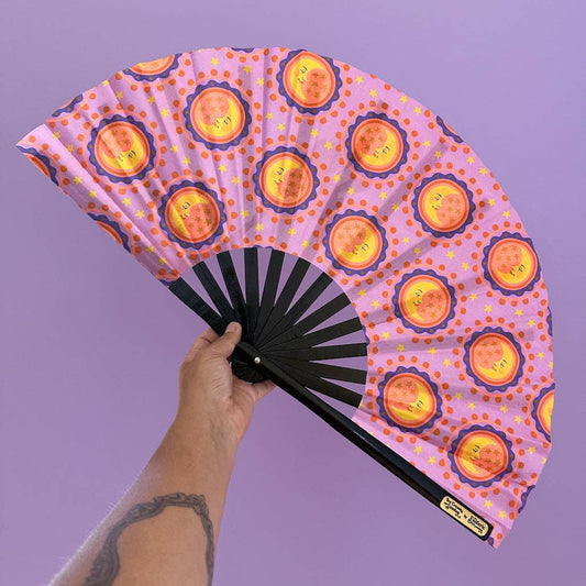 Moon Face Giant Clacking Hand Fan (Glows in UV!)