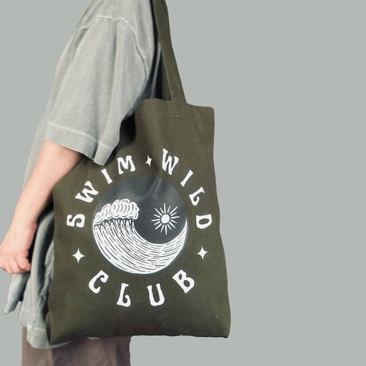 Swim Wild Club Canvas Tote in Olive