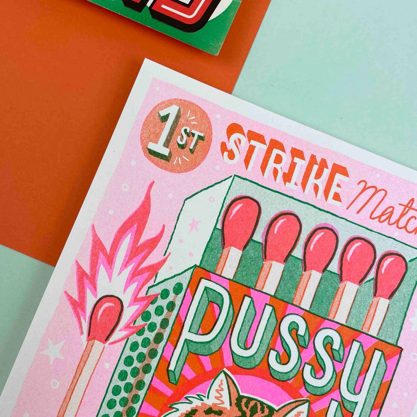 Pussy Power Matchbox Risograph A5 Print