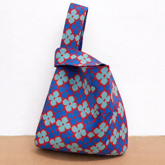 Small Cobalt Bloom - Knitted Bag
