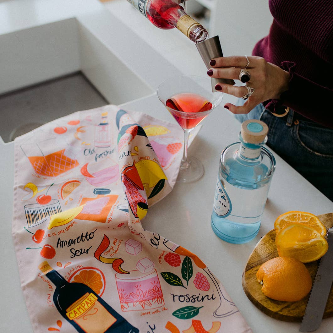 Cocktail Party Organic Cotton Tea Towel