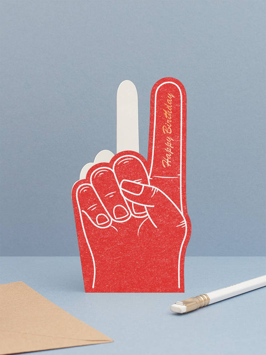 Red Foam Finger Greetings Card
