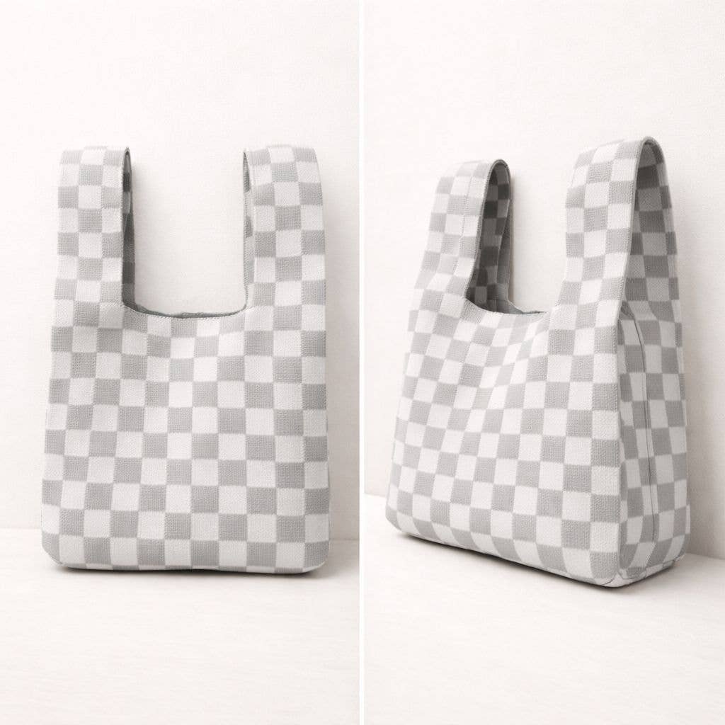 Black and White Check - Knitted bag