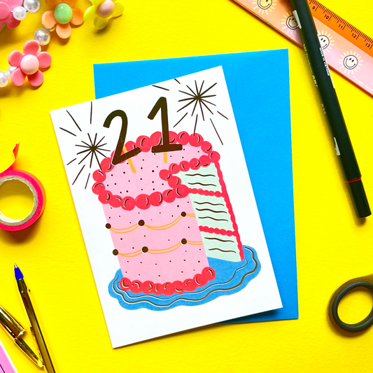 21st Birthday Cake Card | Birthday cake card | 21st birthday