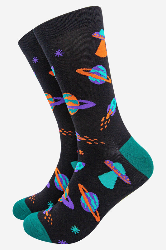 Retro Space Invasion Men's Bamboo Socks