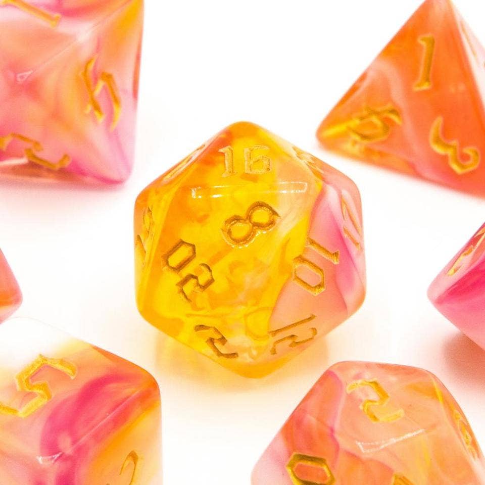 Sunset Dream | Acrylic Dice | 7-Polyhedral Set