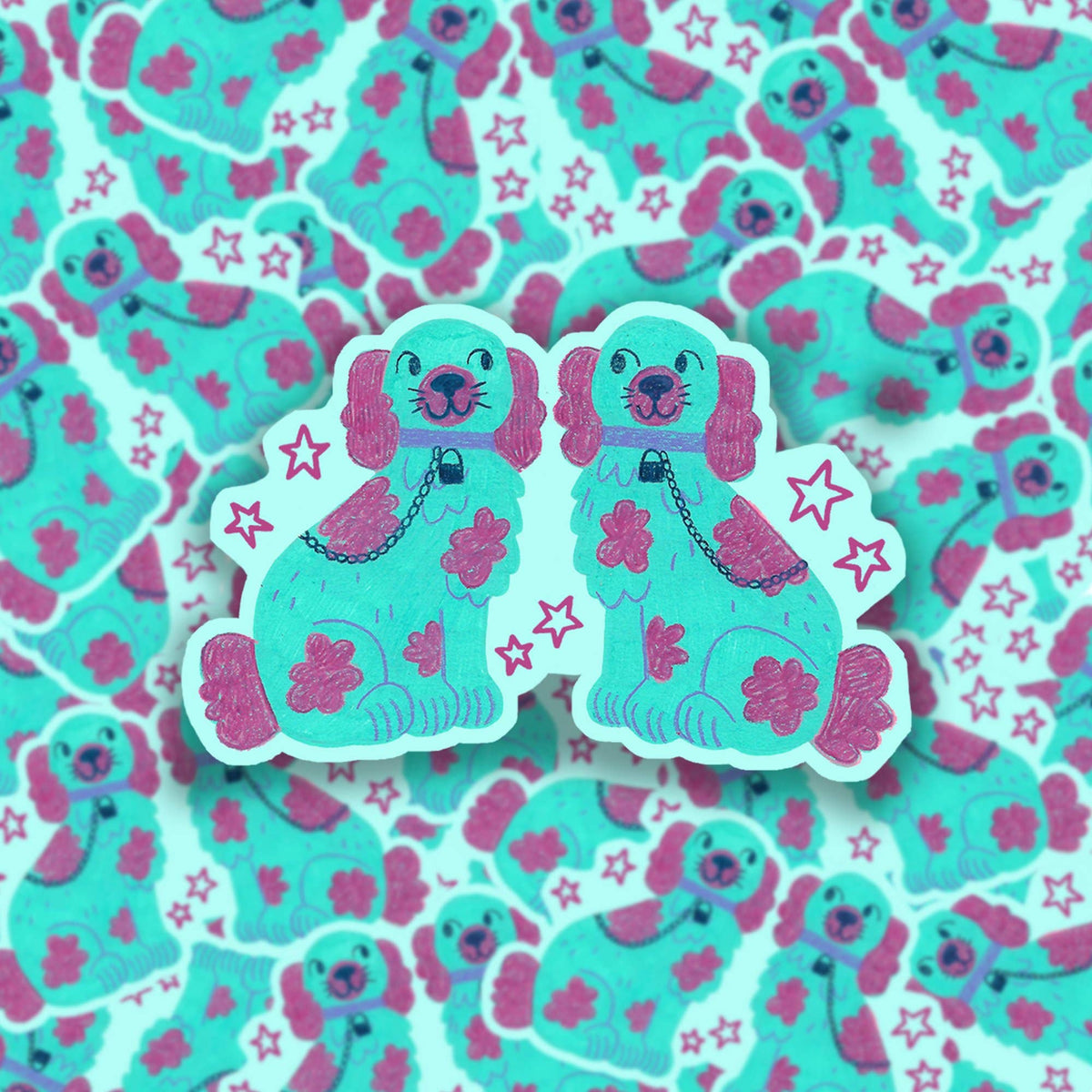 Kitsch Staffordshire Dogs Vinyl Sticker