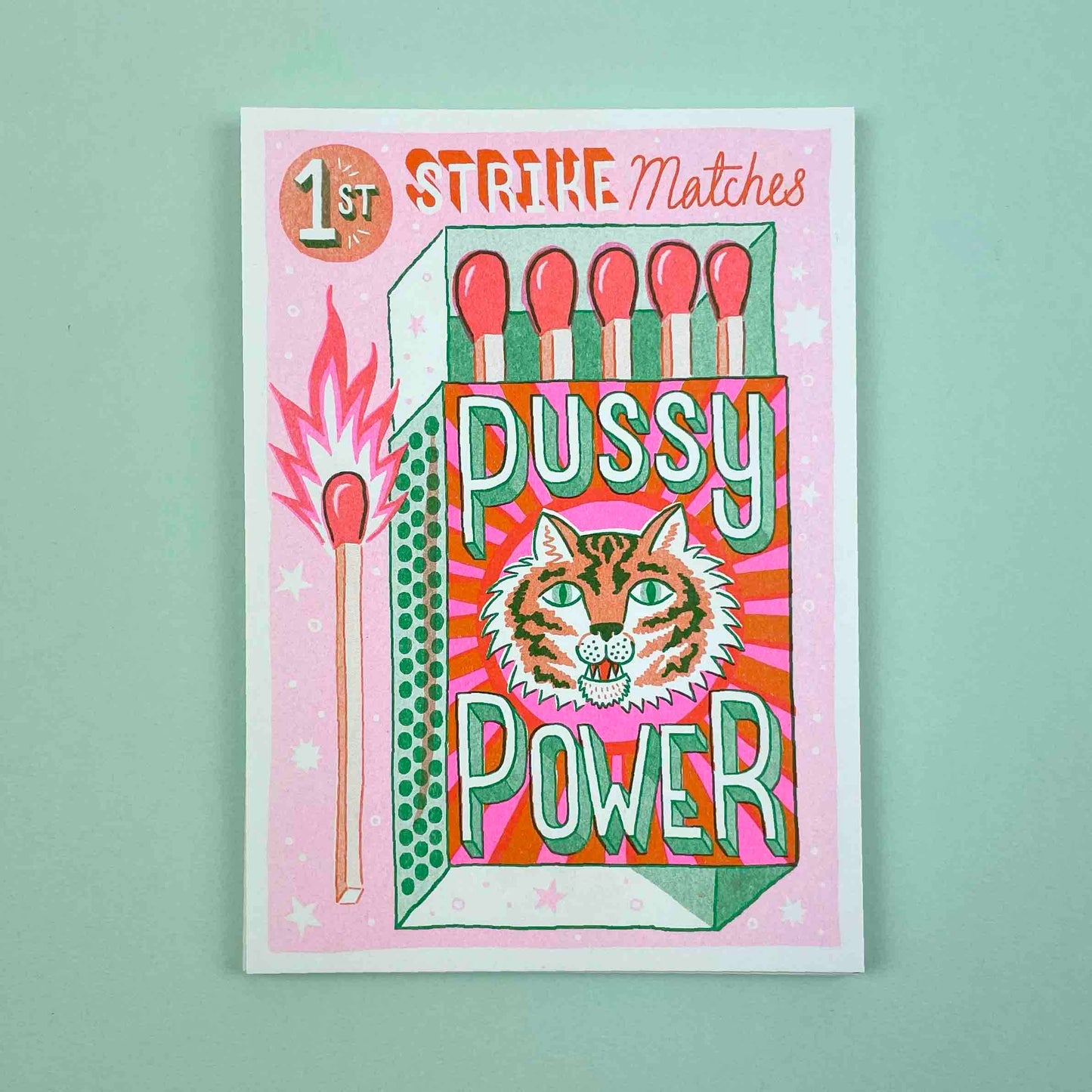 Pussy Power Matchbox Risograph A5 Print