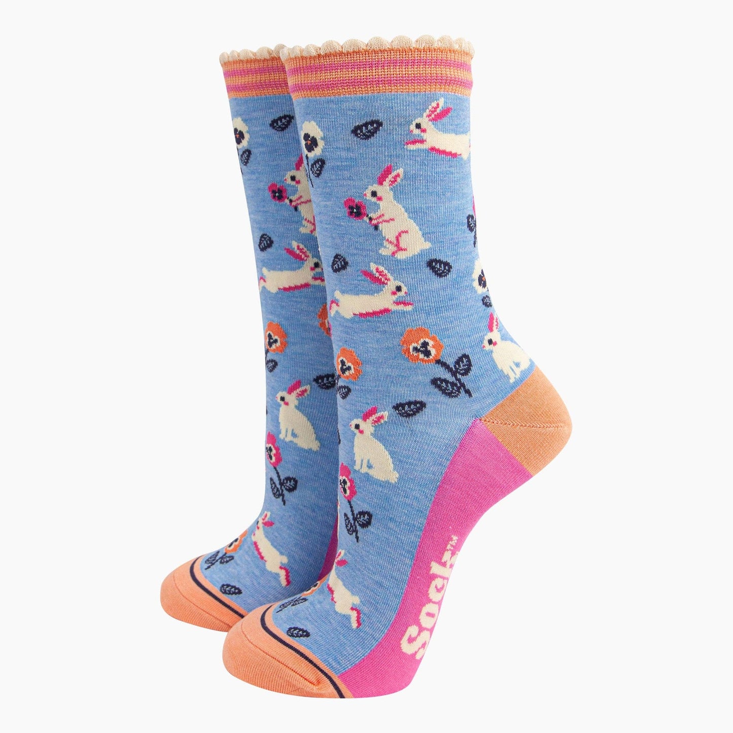 Rabbit and Flowers Women's Bamboo Socks