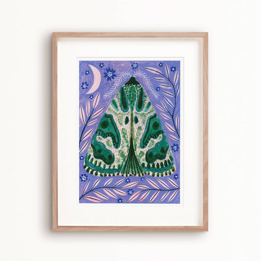 Teal Luna Moth A4 Art Print