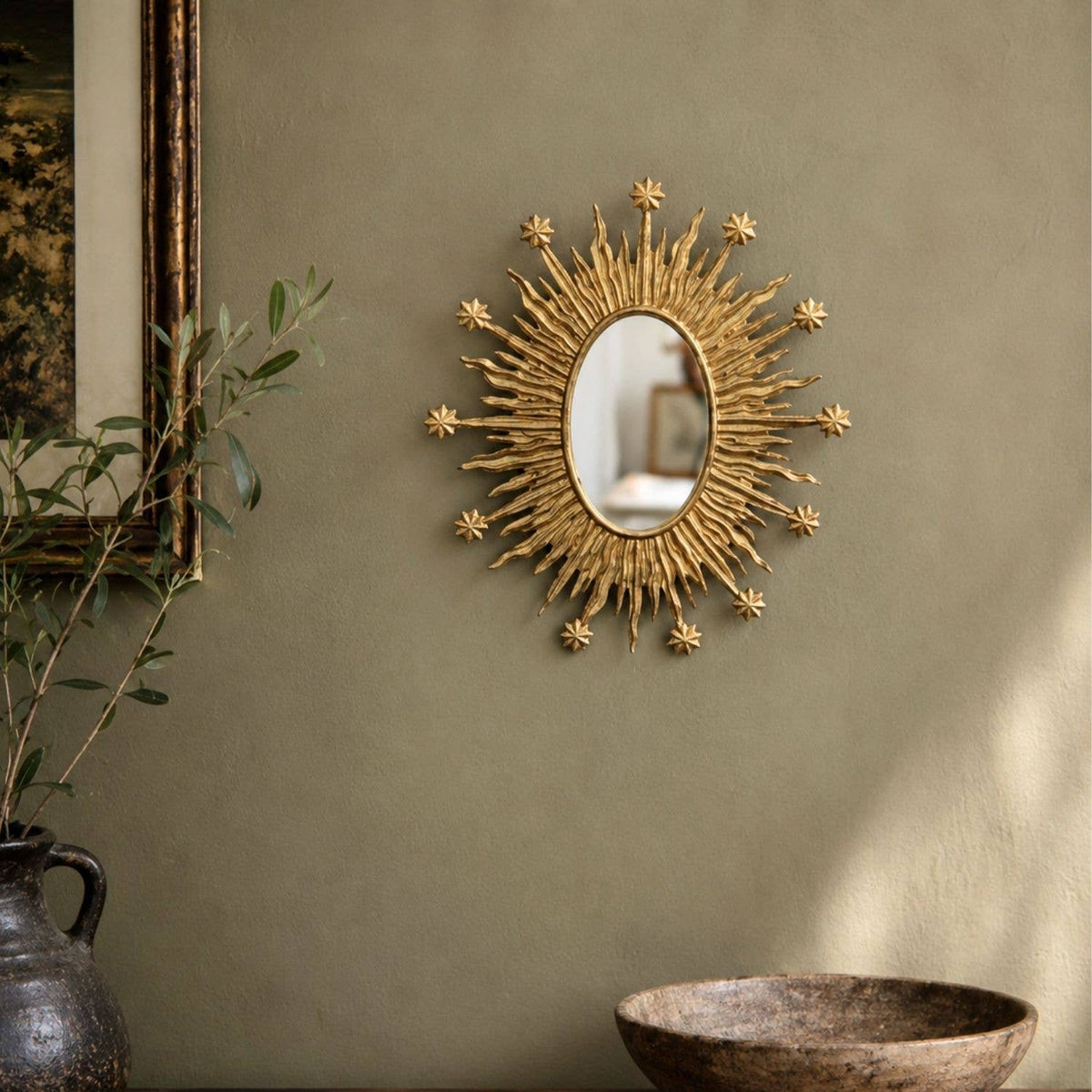 Antique Gold Celestial Wall Mirror