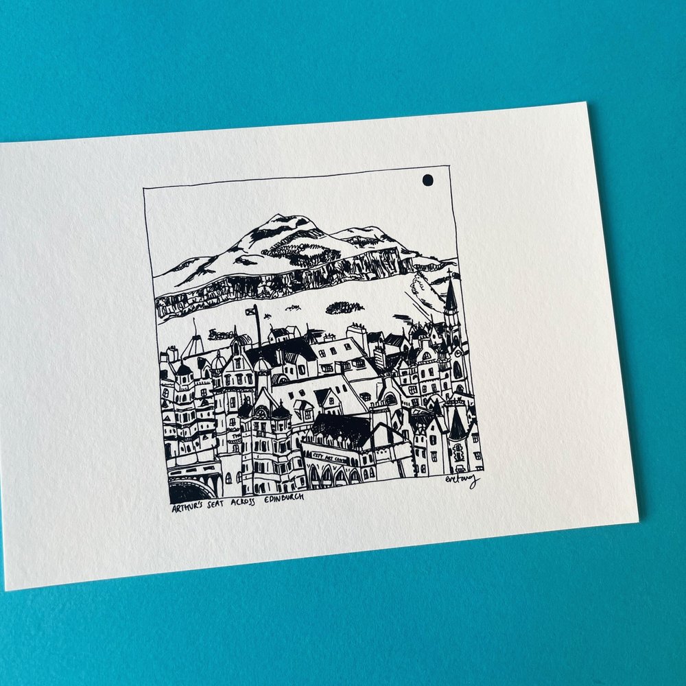 Arthur's Seat from Town A5 Print