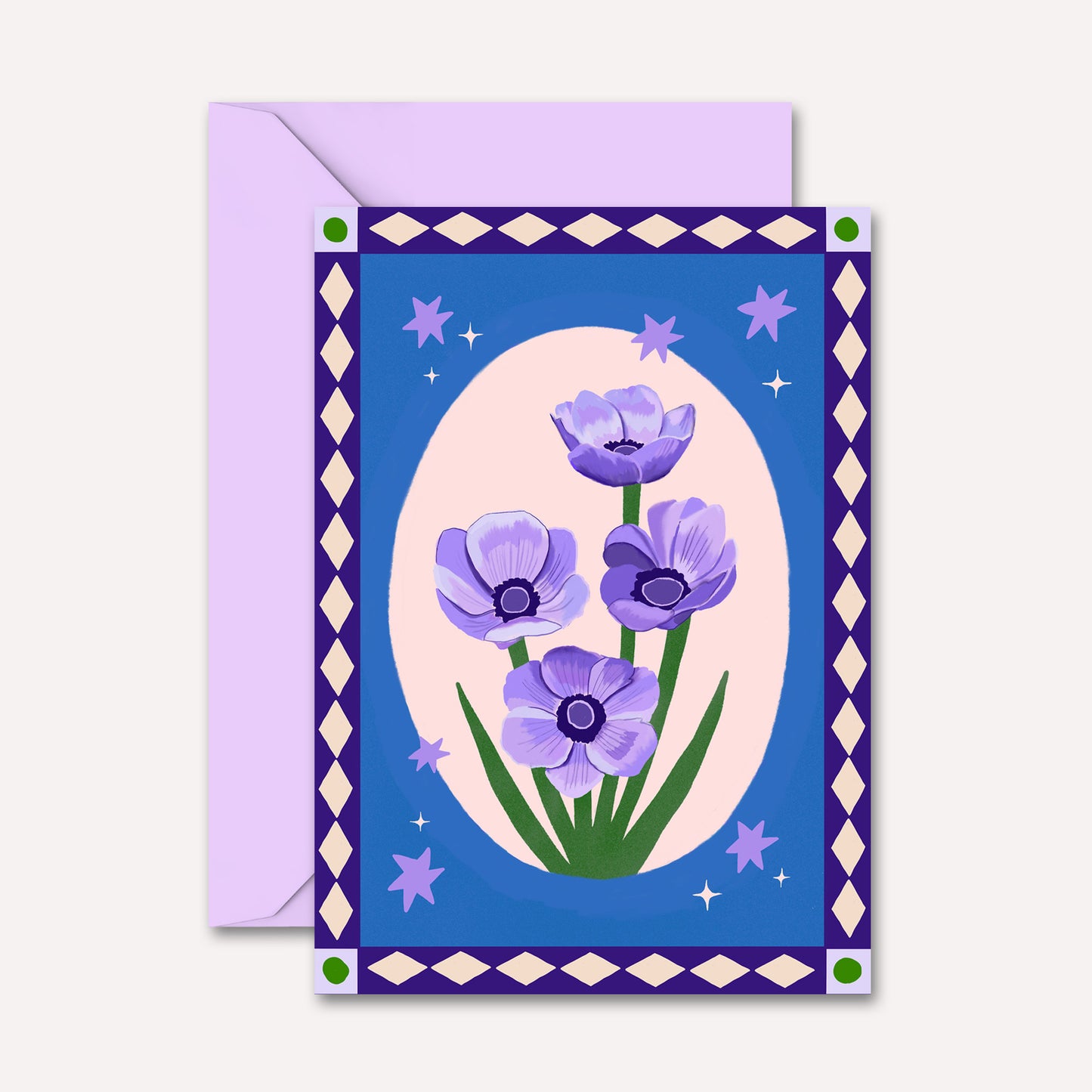Blue Anemone Blank Card