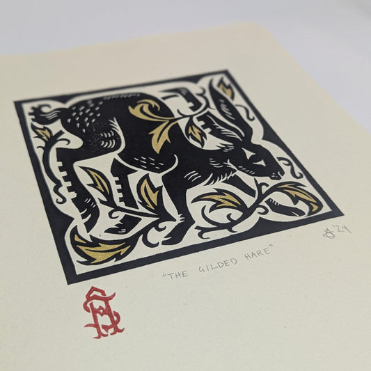 The Gilded Hare - A4 Lino Print