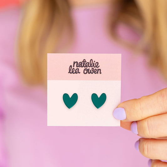 Teal Heart Studs