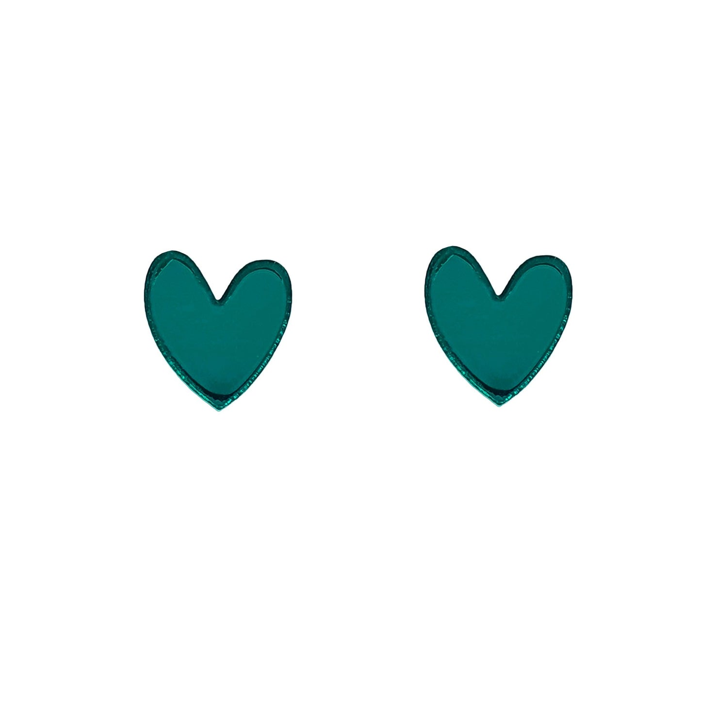 Teal Heart Studs