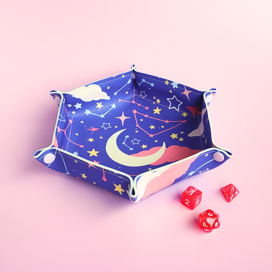 Vegan Leather Dice Tray - Kawaii Moon