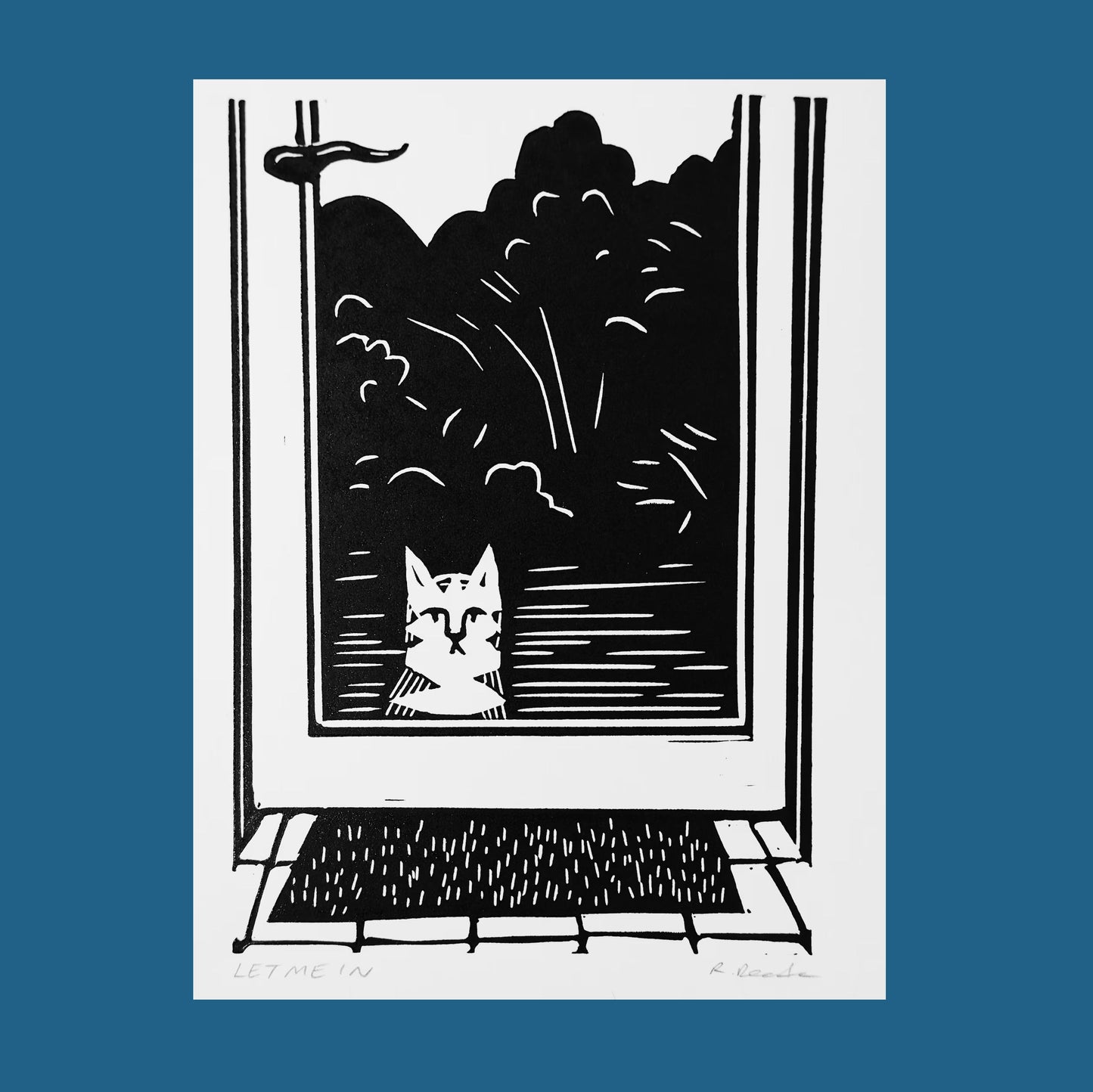 Let Me In- A5 Original Lino Print