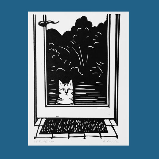 Let Me In- A5 Original Lino Print