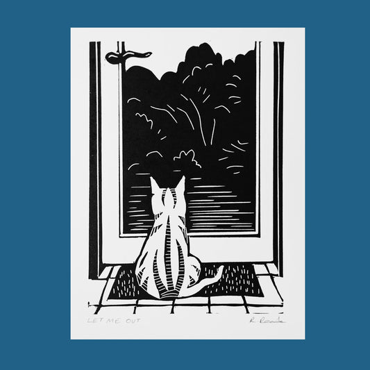 Let Me Out- A5 Original Lino Print