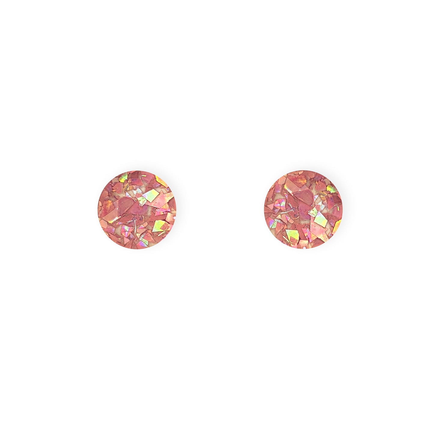 Light Pink Glitter Circular Studs