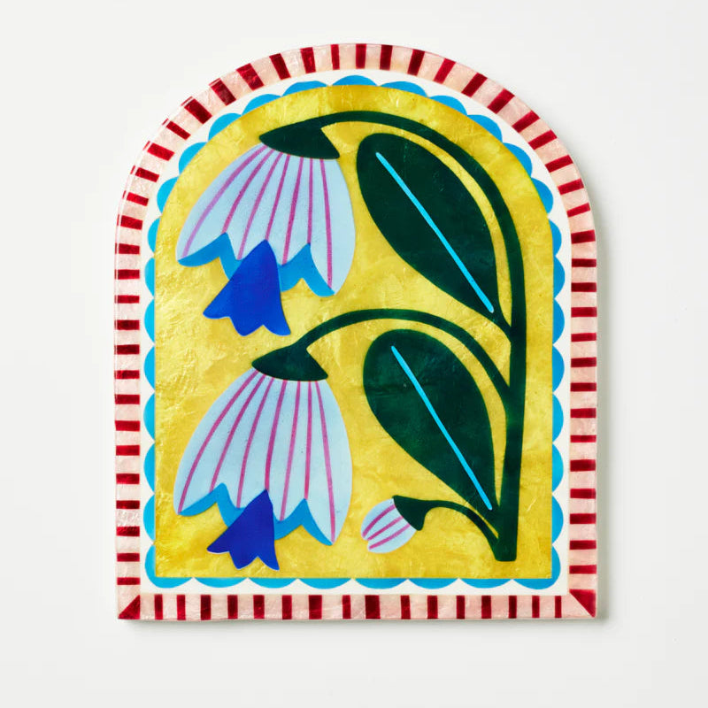 Floral Illustration Arch Capiz Shell Tile