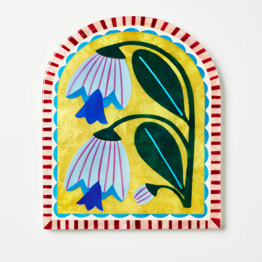 Floral Illustration Arch Capiz Shell Tile