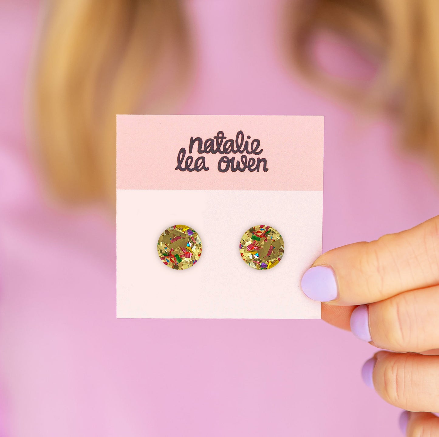 Multicolour Glitter Circular Studs