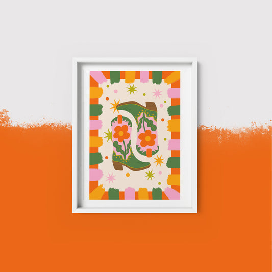Cowgirl Boots Wall  A5 Art Print