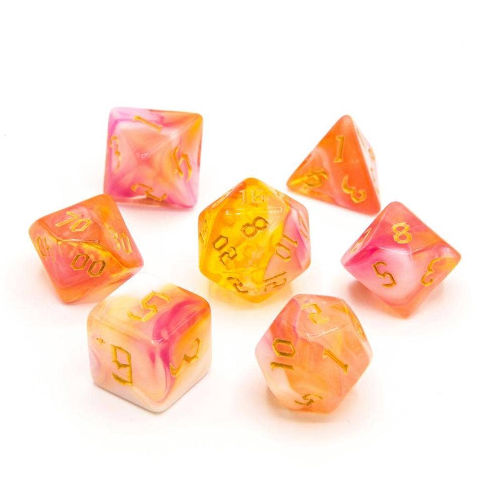 Sunset Dream | Acrylic Dice | 7-Polyhedral Set