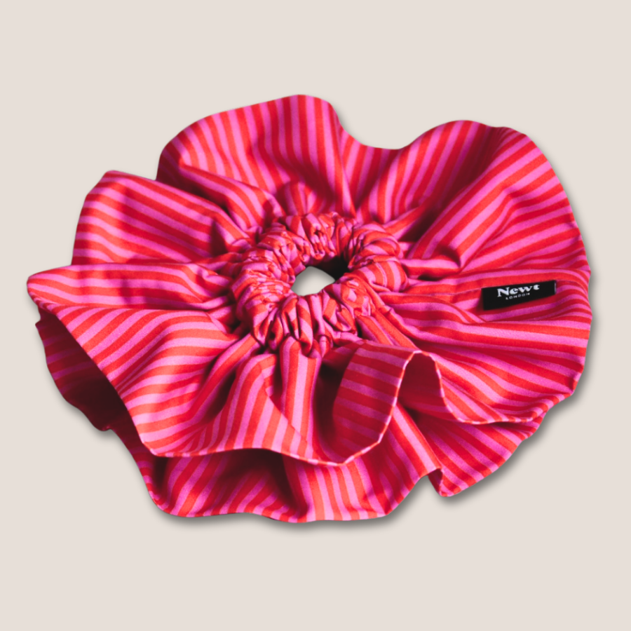 Halo Scrunchie – Red and Pink Stripe