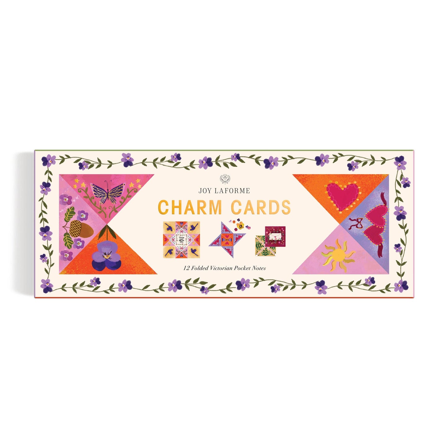 Box of Joy Laforme Charm Cards with colorful designs on a white background