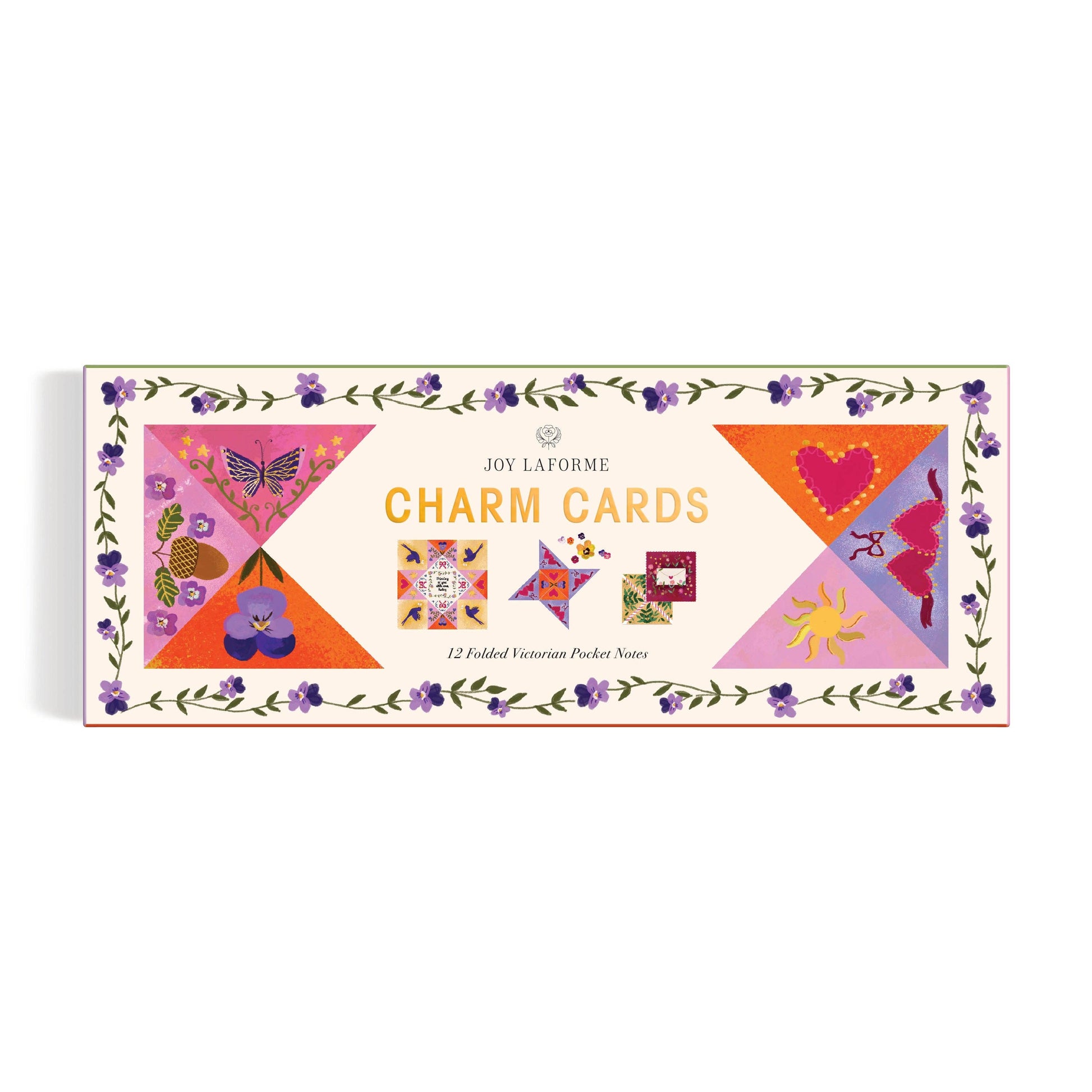 Box of Joy Laforme Charm Cards with colorful designs on a white background