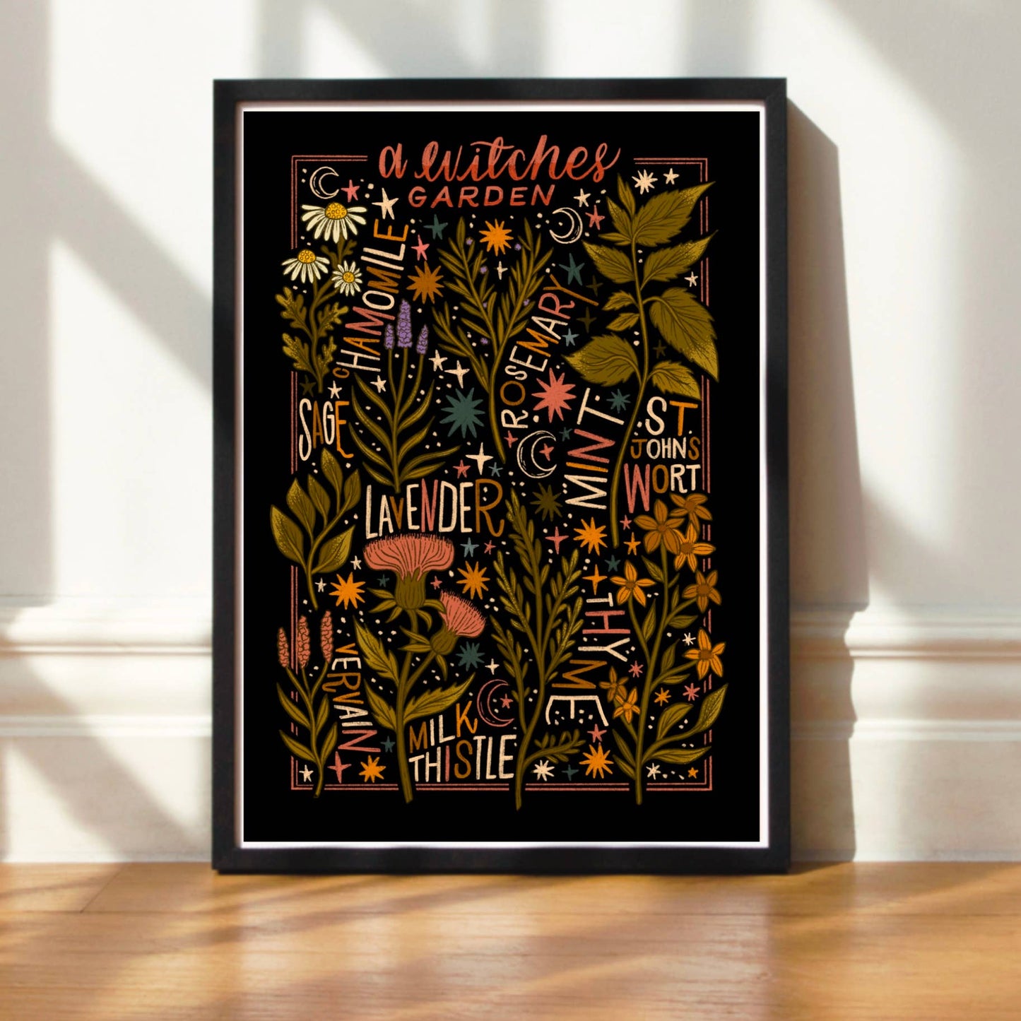 A Witches Garden Herbs & Plants Illustration A3 Art Print