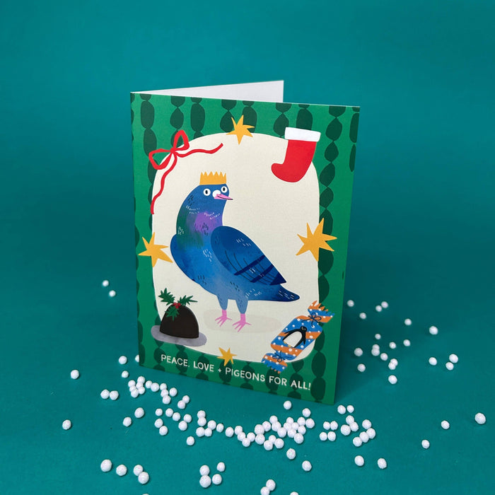 Peace, Love and Pigeons For All - Christmas Greeting Card