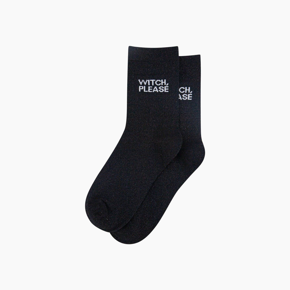 Witch Please Black Glitter Socks