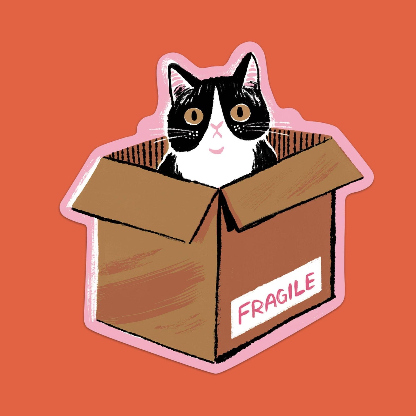 Fragile Cat Eco-Friendly Sticker