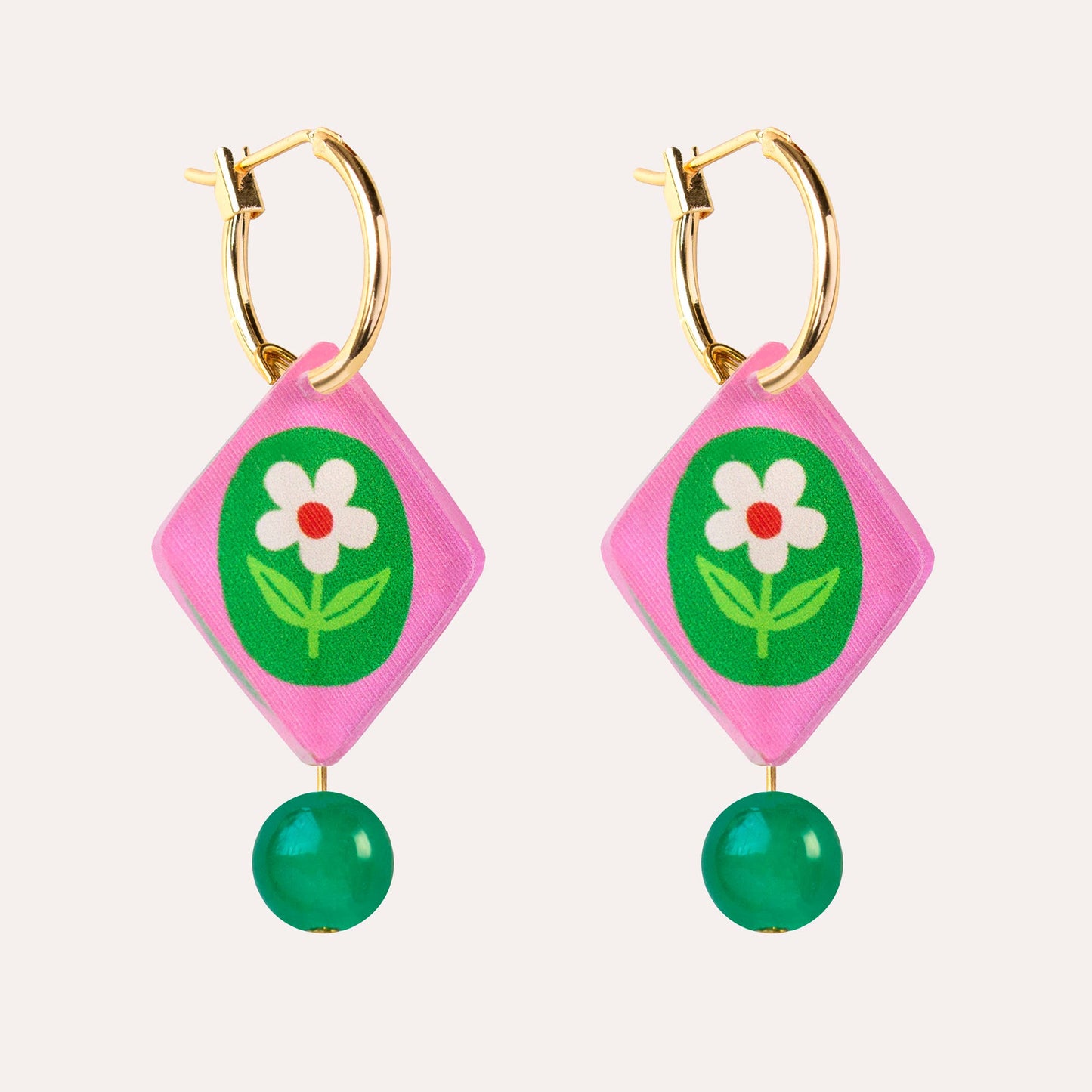 Pink Charm Hoop Earrings