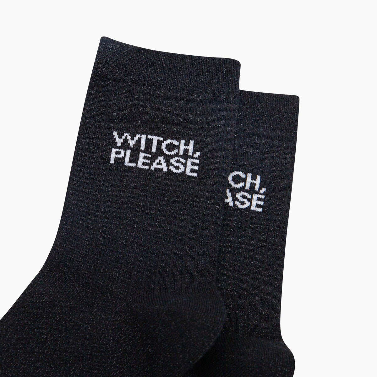 Witch Please Black Glitter Socks