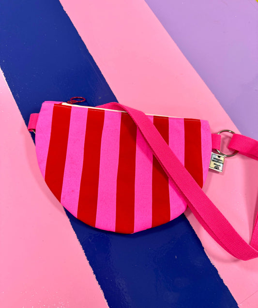 Pink and Red Stripes Crossbody bag 