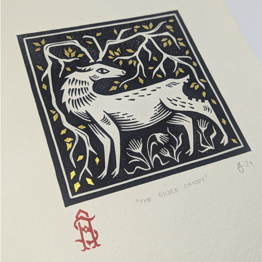 The Gilded Canopy - A4 Lino Print